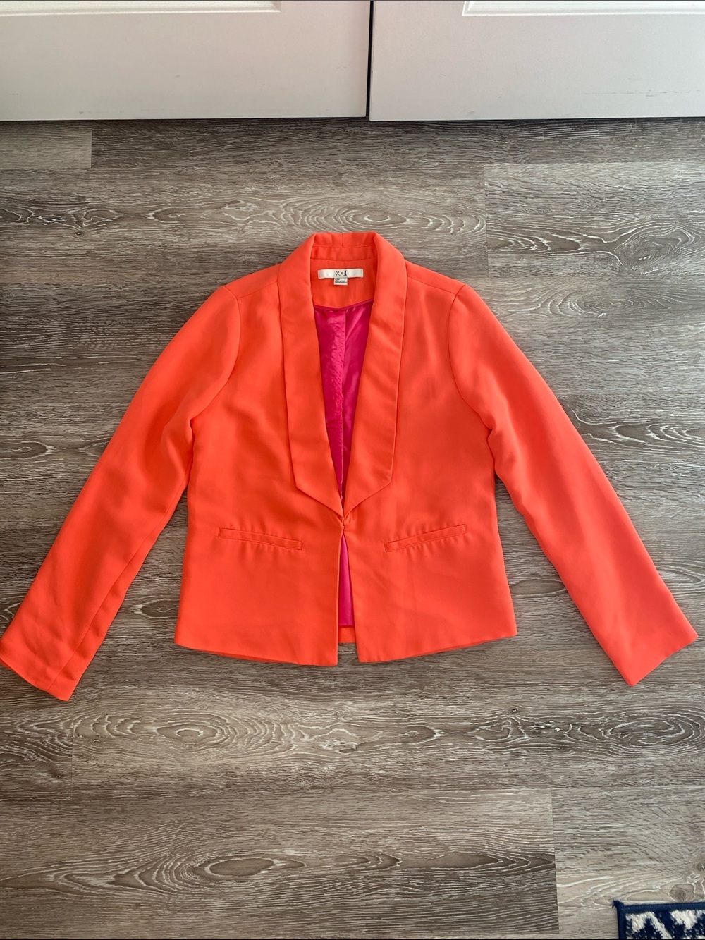 Forever 21 Coral Orange Shawl Collar Blazer